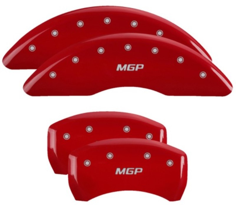 MGP 4 Caliper Covers Engraved Front & Rear MGP Red Finish Silver Char 2019 Volkswagen Atlas