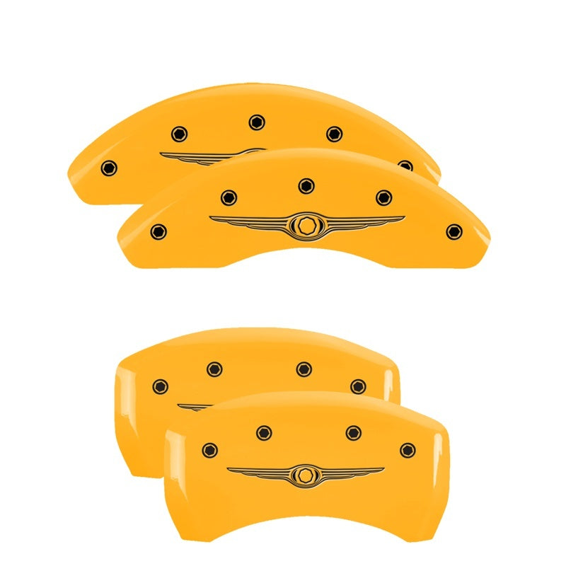 MGP 4 Caliper Covers Engraved Front & Rear MGP Yellow Finish Black Char 2007 Chrysler Crossfire