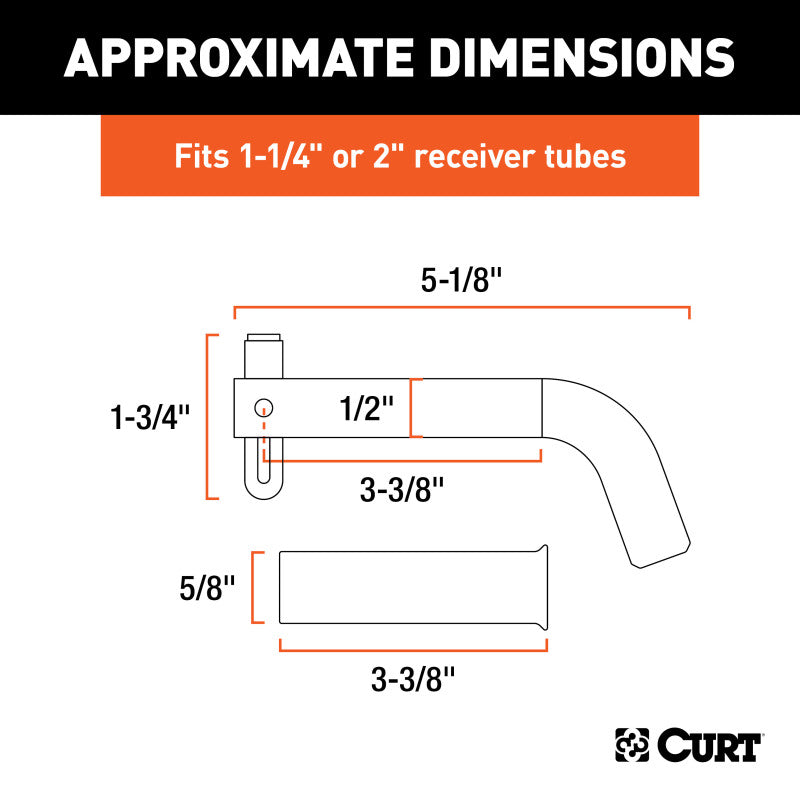 Curt 1/2in Swivel Hitch Pin w/5/8in Adapter (1-1/4in or 2in Receiver Zinc Packaged)