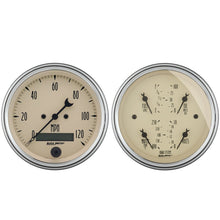 Load image into Gallery viewer, AutoMeter Gauge Kit 2 Pc. Quad &amp; Speedometer 3-3/8in. Antique Beige