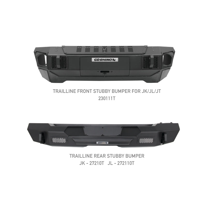 Go Rhino 07-20 Jeep Wrangler JL/JLU/JK/JKU/Gladiator JT Trailline Front Stubby Bumper - GTR Auto