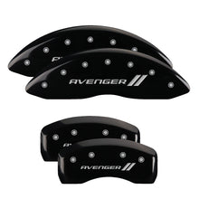 Load image into Gallery viewer, MGP 4 Caliper Covers Engraved Front &amp; Rear With stripes/Avenger Black finish silver ch