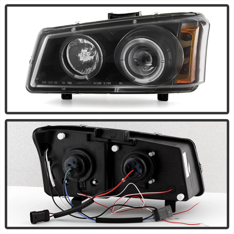 Spyder Chevy Silverado 1500 03-06 Projector LED Halo LED Amber Reflector Blk PRO-YD-CS03-AM-BK