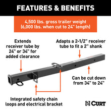 Load image into Gallery viewer, Curt Receiver Tube Adapter (2-1/2in to 2in Shank 4500lbs GTW 34in Length)