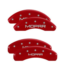 Load image into Gallery viewer, MGP 4 Caliper Covers Engraved Front &amp; Rear MOPAR Red finish silver ch