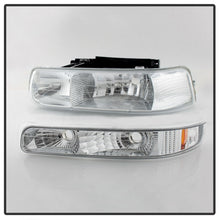 Load image into Gallery viewer, xTune Chevy Tahoe 00-06 Amber Crystal Headlights w/ Bumper Lights Chrome HD-JH-CSIL99-SET-AM-C