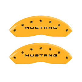 MGP 4 Caliper Covers Engraved Front Mustang Rear Bar & Pony Yellow Finish Blk Char 2004 Ford Mustang
