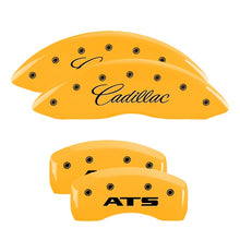 Load image into Gallery viewer, MGP 4 Caliper Covers Engraved Front Cadillac Engraved Rear ATS Yellow finish black ch