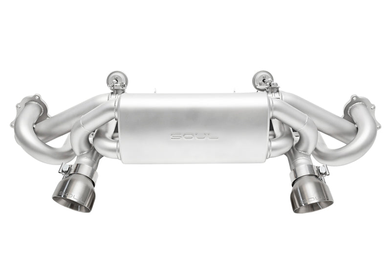 SOUL 2020+ Porsche 718 GT4 / Spyder / GTS 4.0L Valved Exhaust - Brushed Slash Cut Tips - No VC