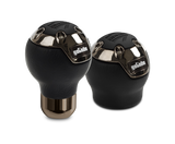 Momo Gotham Shift Knob - Black Leather, Dark Chrome Insert