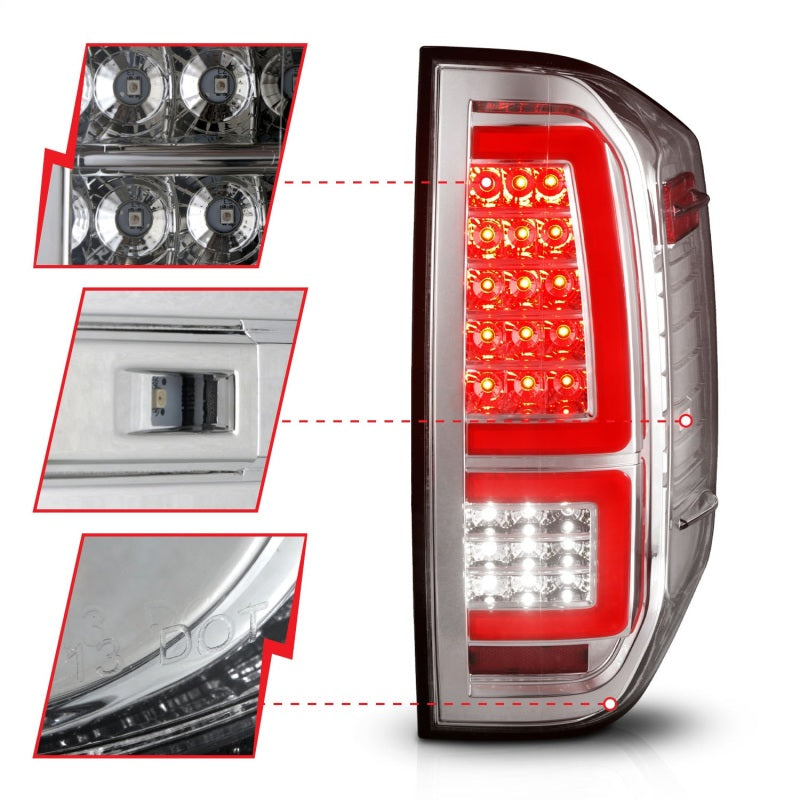 ANZO 2014-2021 Toyota Tundra LED Taillights Chrome Housing/Clear Lens