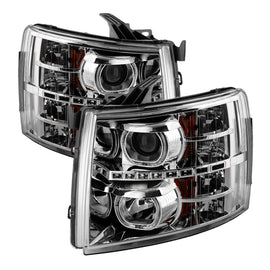 xTune Chevy Silverado 1500/2500/3500 07-13 LED Halo Projector Headlights Chrome PRO-JH-CSIL07-CFB-C