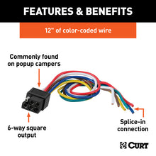 Load image into Gallery viewer, Curt 6-Way Square Connector Socket w/12in Wires (Vehicle Side Packaged)