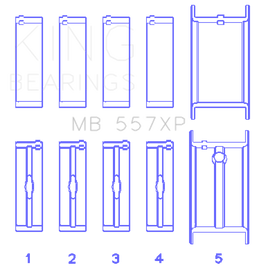 King Sm Block Chevy Large Journal 350 2.100in Rods (Size 010) Tri-Metal Performance Main Bearing Set