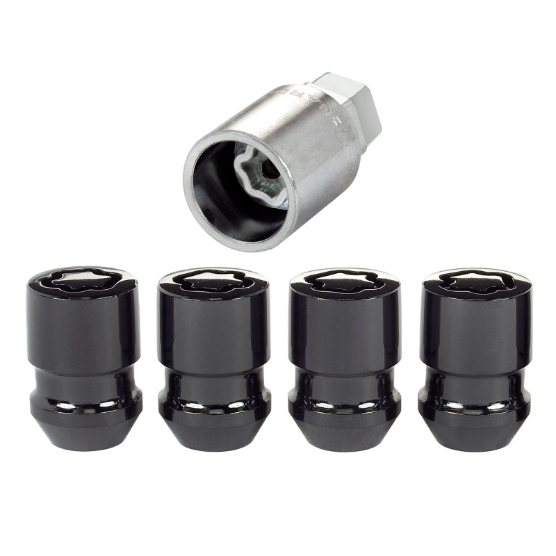 McGard Wheel Lock Nut Set - 4pk. (Cone Seat) 1/2-20 / 3/4 & 13/16 Dual Hex / 1.28in. Length - Black