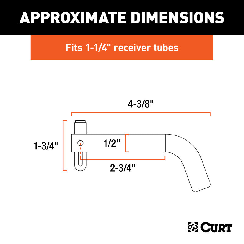 Curt 1/2in Swivel Hitch Pin (1-1/4in Receiver Chrome Packaged)