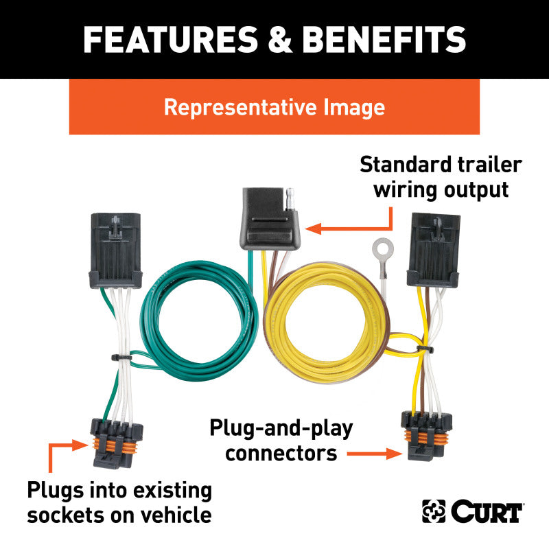 Curt 12-19 Dodge Journey Custom Wiring Harness (4-Way Flat Output)