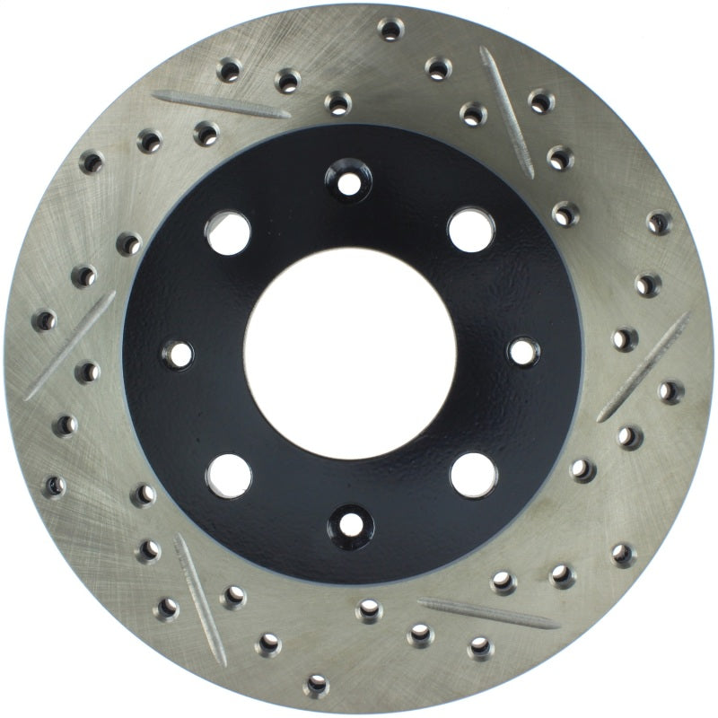 StopTech 90-91 Honda CRX HF 1.5L / 00-06 Honda Insight MIT/CVT Slotted & Drilled Left Front Rotor