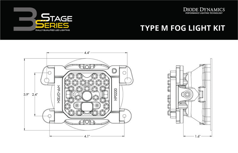 Diode Dynamics SS3 Sport Type M Kit ABL - Yellow SAE Fog