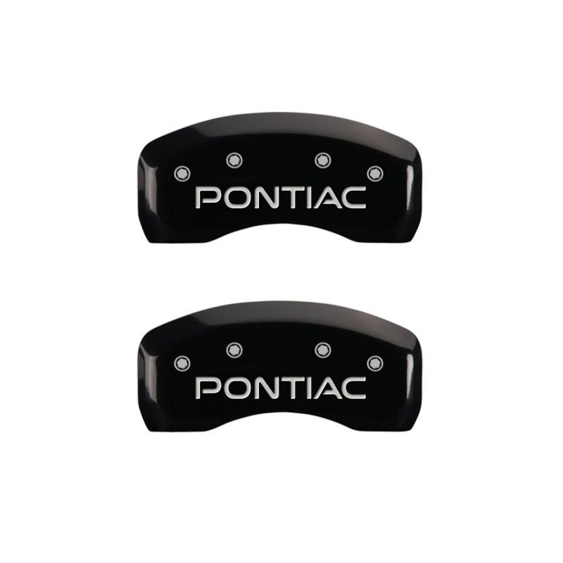 MGP 4 Caliper Covers Engraved Front & Rear Pontiac Black finish silver ch