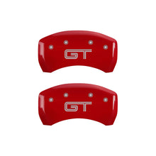 Load image into Gallery viewer, MGP 4 Caliper Covers Engraved Front Mustang Engraved Rear GT Red finish silver ch