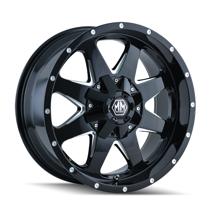 Mayhem 8040 Tank 17x9 / 8x165.1 BP / -12mm Offset / 130.8mm Hub Black w/ Milled Spokes Wheel