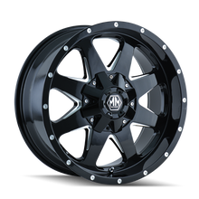 Load image into Gallery viewer, Mayhem 8040 Tank 17x9 / 5x127 BP / 18mm Offset / 87mm Hub Black w/ Milled Spokes Wheel