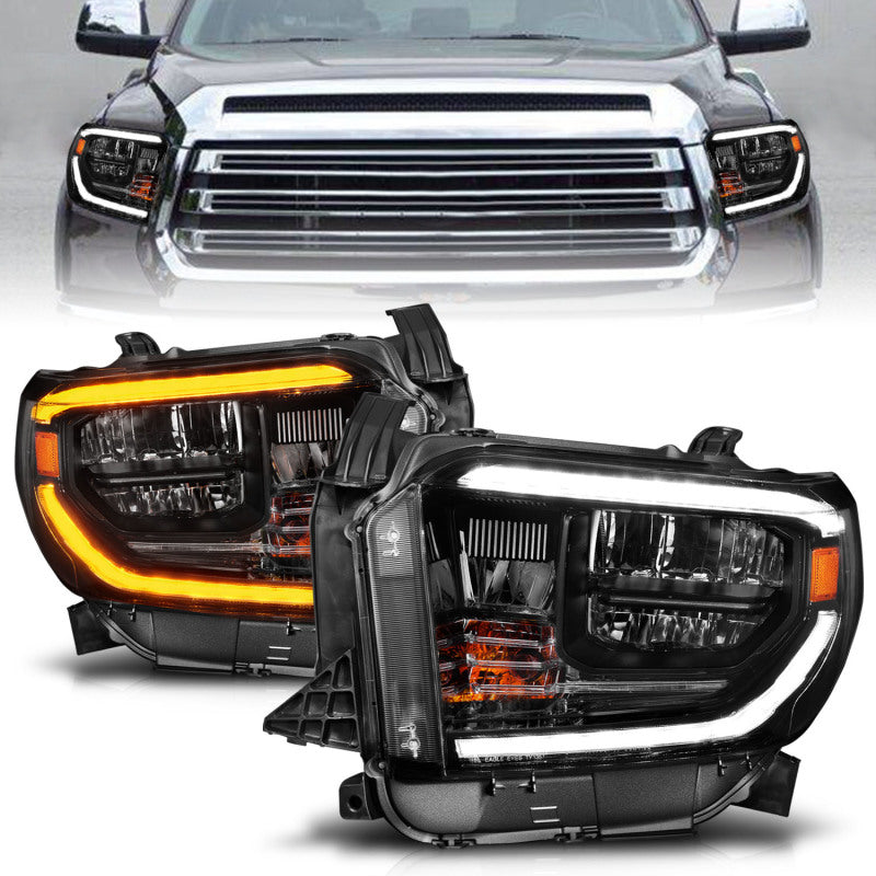 ANZO 2014-2017 Toyota Tundra LED Crystal Headlights w/ Switchback Black Housing w/ DRL