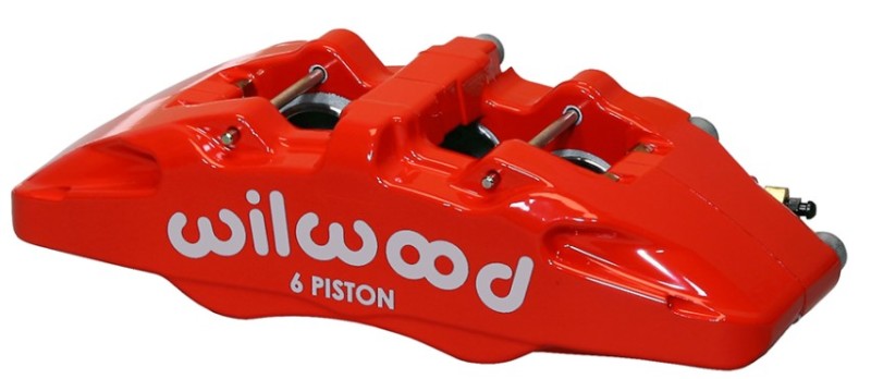 Wilwood Caliper-Forged Dynapro 6 5.25in Mount-Red-L/H 1.62/1.38in/1.38in Pistons .81in Disc