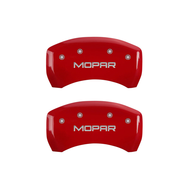 MGP 4 Caliper Covers Engraved Front & Rear MOPAR Red finish silver ch