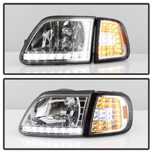 Load image into Gallery viewer, xTune Ford F150 97-03 Crystal Headlights w/ Clear LED Corners Chrome HD-ON-FF15097-LED-SET-C