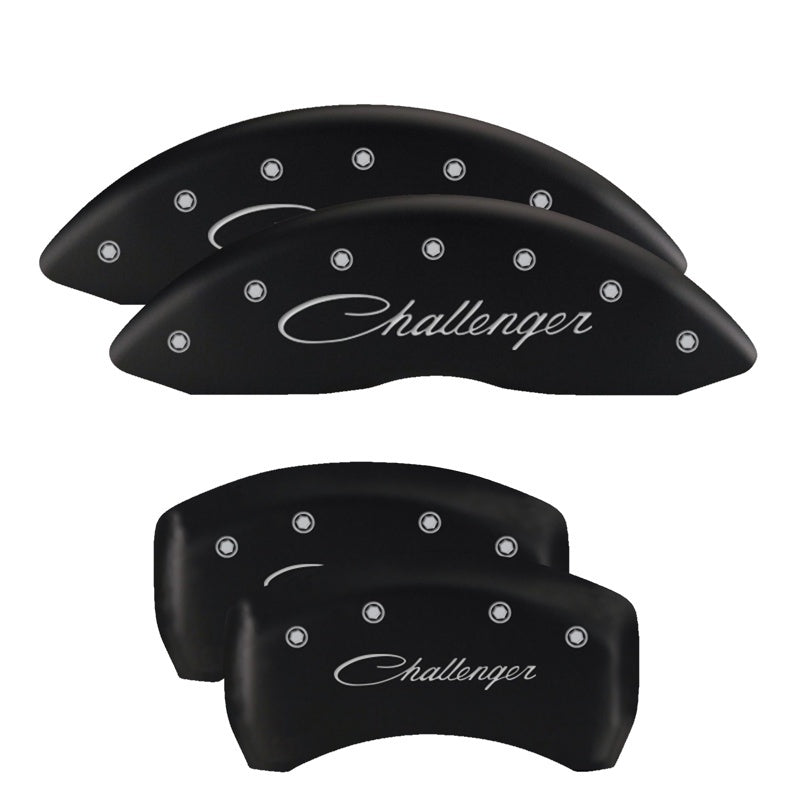 MGP 4 Caliper Covers Engraved Front & Rear With stripes/Avenger Black finish silver ch