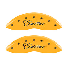 Load image into Gallery viewer, MGP 4 Caliper Covers Engraved Front Cadillac Engraved Rear ATS Yellow finish black ch