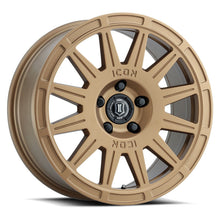 Load image into Gallery viewer, ICON Ricochet 17x8 5x100 38mm Offset 6in BS Satin Gold Wheel