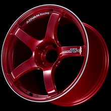 Load image into Gallery viewer, Advan TC4 18x9 +25 5-114.3 Racing Candy Red and Ring Wheel