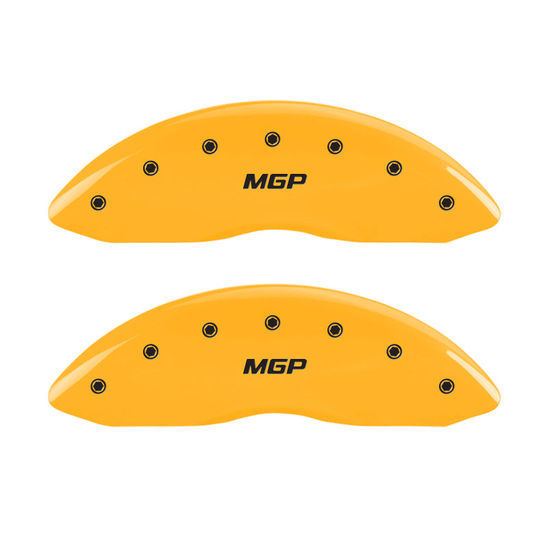 MGP 4 Caliper Covers Engraved Front & Rear MGP Yellow Finish Black Char 2004 GMC Savana 1500