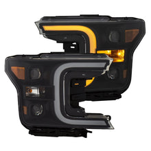 Load image into Gallery viewer, ANZO 18-19 Ford F-150 LED Projector Headlights w/ Plank Style Switchback Black w/ Amber