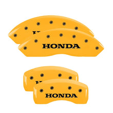 Load image into Gallery viewer, MGP 4 Caliper Covers Engraved Front &amp; Rear Honda Yellow Finish Black Char 2006 Honda Accord