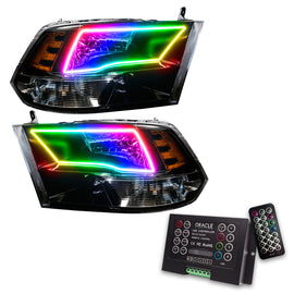 Oracle 09-17 RAM 1500 TRX Quad Pre-Assembled Headlights Blk Housing - w/ 2.0 Controller