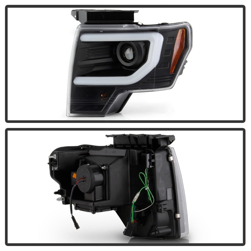 Spyder Ford F150 13-14 Xenon Model Only Light Bar Projector Headlights Black PRO-YD-FF15013PL-BK