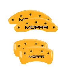 Load image into Gallery viewer, MGP 4 Caliper Covers Engraved Front &amp; Rear Mopar Yellow Finish Black Char 2004 Chrysler Crossfire