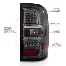 Load image into Gallery viewer, ANZO 2014-2018 GMC Sierra LED Tail Lights Black Housing Smoke Lens