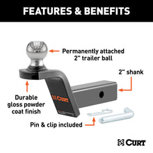 Load image into Gallery viewer, Curt Fusion Ball Mount w/2in Ball (2in Shank 7500lbs 2in Rise)