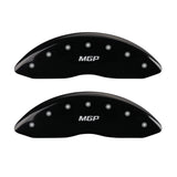 MGP 4 Caliper Covers Engraved Front & Rear MGP Black Finish Silver Char 2014 Chevrolet Express 2500