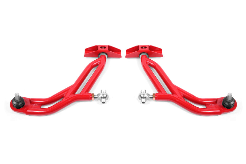 BMR 10-14 Ford Mustang Adj. Lower A-Arms w/ Delrin/Rod End / 18mm Tall Ball Joint - Red - GTR Auto