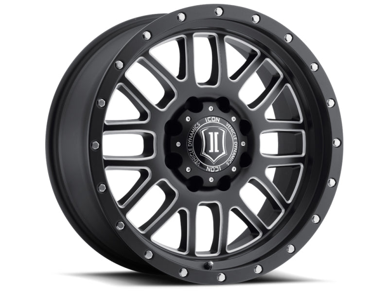 ICON Alpha 20x9 8x6.5 19mm Offset 5.75in BS 125.2mm Bore Satin Black/Milled Windows Wheel