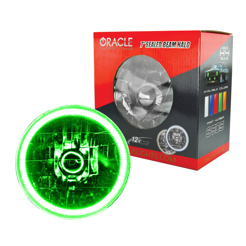 Oracle Pre-Installed Lights 7 IN. Sealed Beam - Green Halo