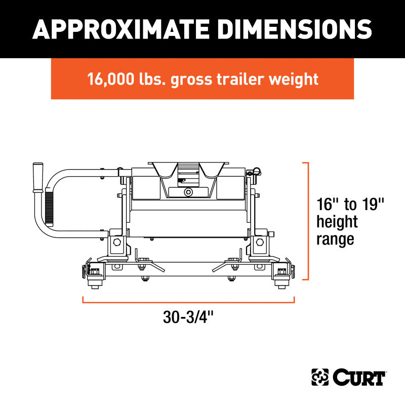 Curt E16 5th Wheel Hitch w/Roller and GM Puck System Adapter