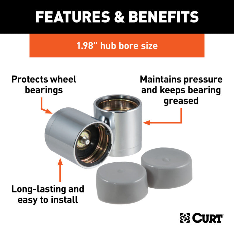 Curt 1.98in Bearing Protectors & Covers (2-Pack)