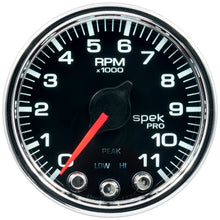 Load image into Gallery viewer, Autometer Spek-Pro Gauge Tach 2 1/16in 11K Rpm W/ Shift Light &amp; Peak Mem Blk/Chrm